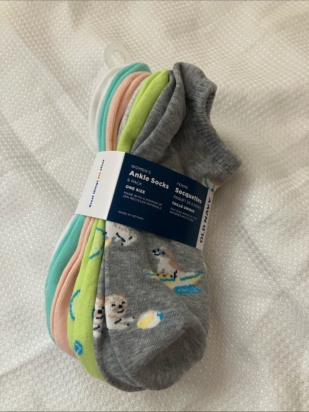 Old Navy Women's Ankle Socks 6-Pack -  summer / dog / tennis theme